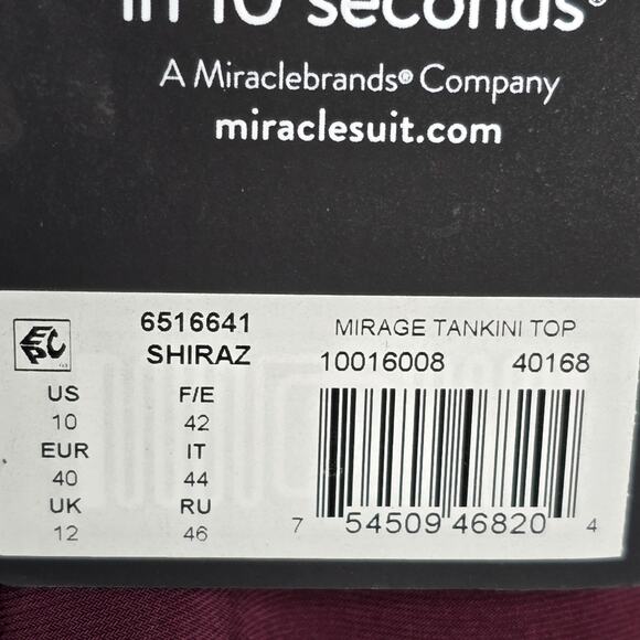 Miraclesuit Illusionists Mirage Tankini Top Shiraz Size 10 - Picture 8 of 10
